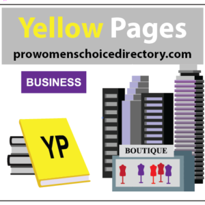 Color illustration of Yellow Pages books, skyscrapers, and businesses for an ad. Writers Arcanum -